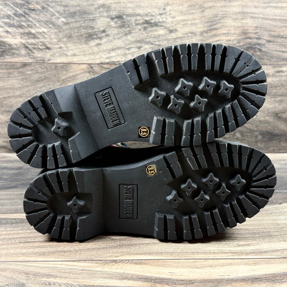 NIB Steve Madden 8.5M Burner Leather Studded Mixed Media Lug Sole Combat Boots - Picture 8 of 11